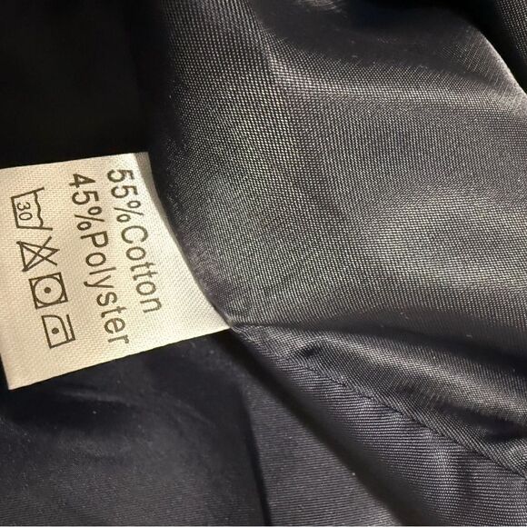 YMHY Blue/Tan Patterned Women's Lounge Wear with Black Ostrich Trimmed Cuffs. - Picture 8 of 8